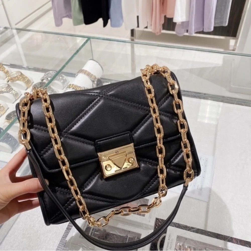 MICHAEL KORS SERENA MEDIUM FLAP SHOULDER CROSSBODY BLACK - Picture 3 of 11